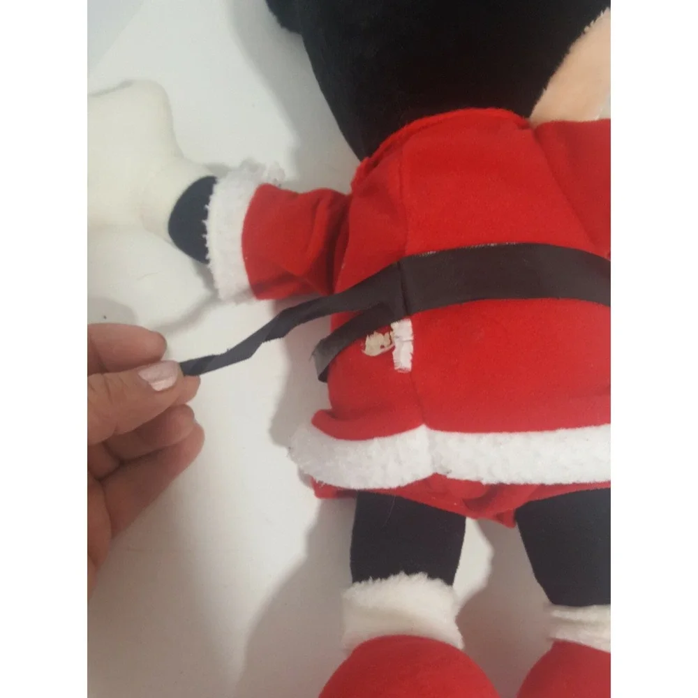 Vintage Mickey Mouse Plush In Christmas Santa Suit approx 16